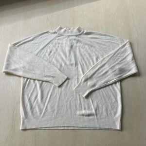 Vintage Heathcote Sweater Womens Medium White Mock Neck Knit Raglan Pullover